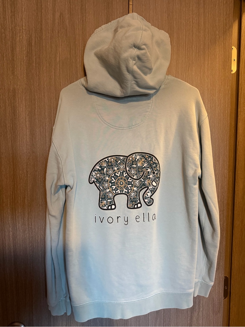 ivory ella Pale Blue Zip-Up Hoodie with Patterned Elephant